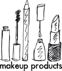 Sketch of Makeup products. Vector illustration - 40741262