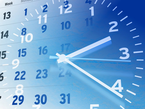 Kalender und Uhr, blau