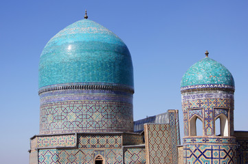 Domes of mosque in Samarkand, Uzbekistan