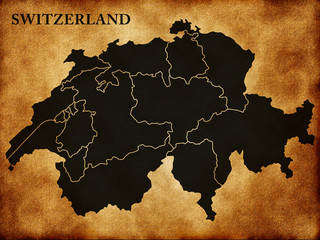 Map of Switzerland in the old style