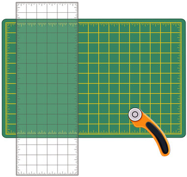 Sewing And Craft Tools: Cutting Mat, Rotary Cutter, Clear Ruler