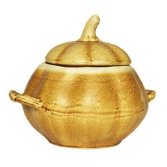 Clay pot for eating on a white background