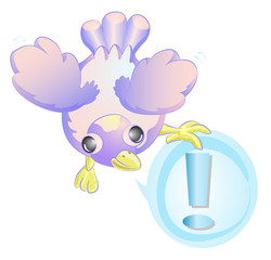 birds flying with bubble text