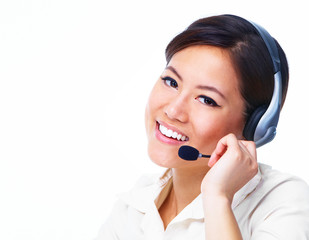 Call centre operator. Chinese businesswoman.