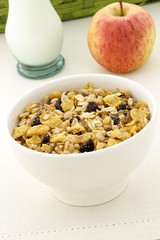 healthy granola and fresh fruits