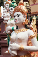 Apsara sculptures at Cambodian temple