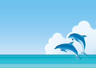 Naklejka premium Delfin morski skacze poziomo