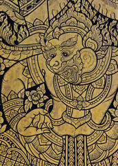 Ancient Thai art of hanuman-monkey