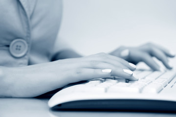 Female hands working on computer