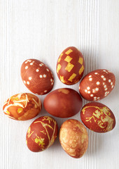 easter eggs colored with onion skin