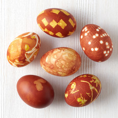 easter eggs colored with onion skin