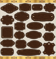 Leather vintage LABELS set