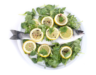 Fresh fish with lemon, parsley and spice