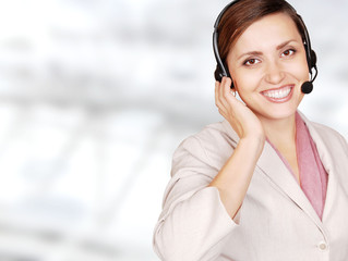 Attractive young woman call center operator