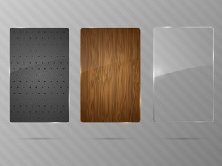 Metal, wood and glass framework set. Vector illustration.