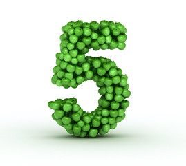 Number 5, alphabet of green apples