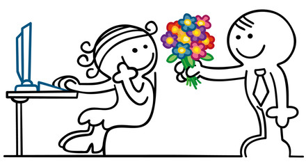 figur flirtet bei der arbeit