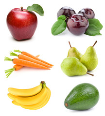 set fruit isolated on white background