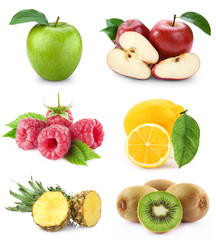 set fruit isolated on white background