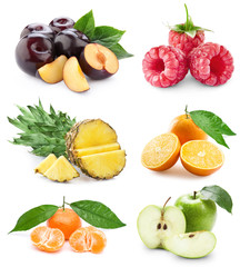 set fruit isolated on white background.