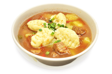 Traditional hungarian hot goulash soup