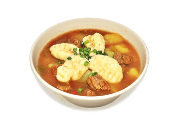 Traditional hungarian hot goulash soup