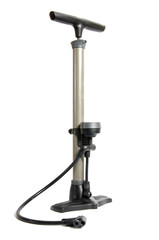 Bicycle Hand and Foot Air Pump with Manometer on white backgroun