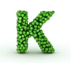 Letter K, alphabet of green apples