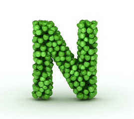 Letter N, alphabet of green apples