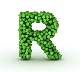 Letter R, alphabet of green apples