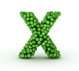 Letter X, alphabet of green apples