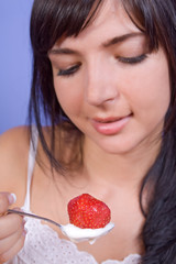 girl eating yogurt