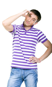 Fashion shot of an elegant young man wearing shirt