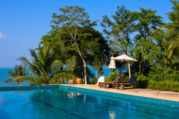 Swimming pool near the sea , Thailand.