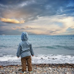 Child on a beach.