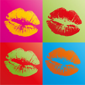 Fototapeta lipstick kiss pop art style