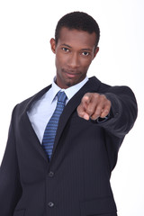 Man pointing forward