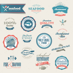 Fototapeta premium Seafood labels and elements