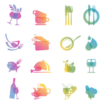 Set of food and drink icons for restaurants