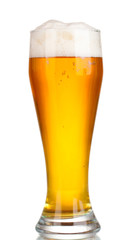 Glass of beer with isolated on white