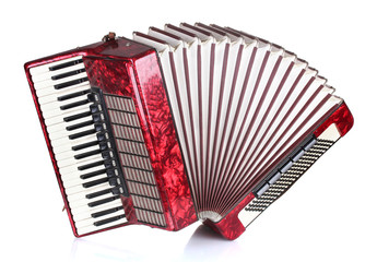 Retro accordion isolated on white - obrazy, fototapety, plakaty