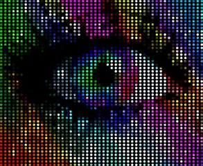 Plaid mouton avec motif Pixels oeil coloré, illustration abstraite artistique