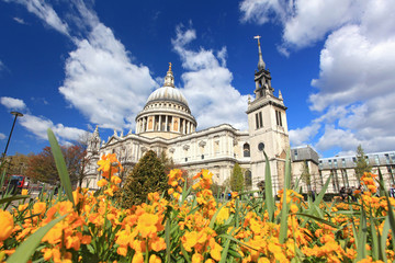 Fototapeta na wymiar St. Paul Cathedral with Garden