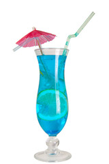 Blue Lagoon cocktail isolated