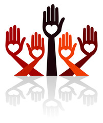 Helpful united hands vector.