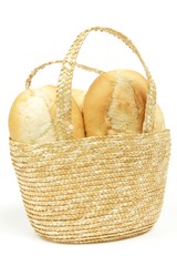 fresh rolls in straw basket