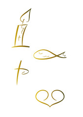 Goldene Symbole für Religion, Feste, Feiertage, ...