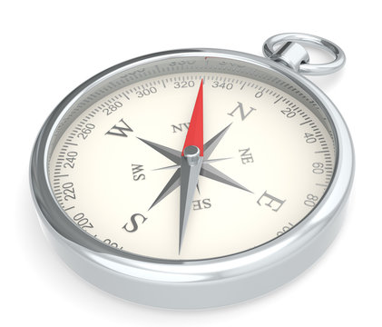 Compass. Metal Compass on white background.