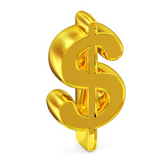 Golden Dollar Sign isolated on white background