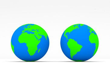 Green Globe on white background